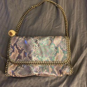 STELLA MCCARTNEY Nude Faux Python Falabella Flap Shoulder Bag